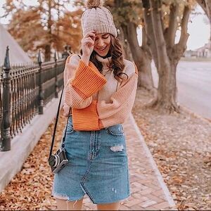 Free People Skirt Distressed Denim Mini Skirt Size 27